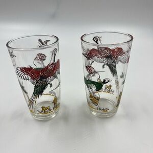 Anchor Hocking Pheasant Hunter Glass X 2